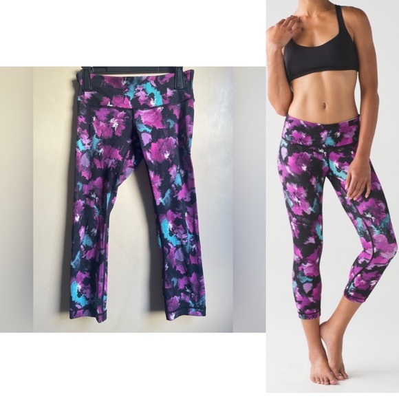 LULULEMON Wunder Under
Crop 6 Midnight Bloom Black Deep Fuschia - Picture 1 of 9